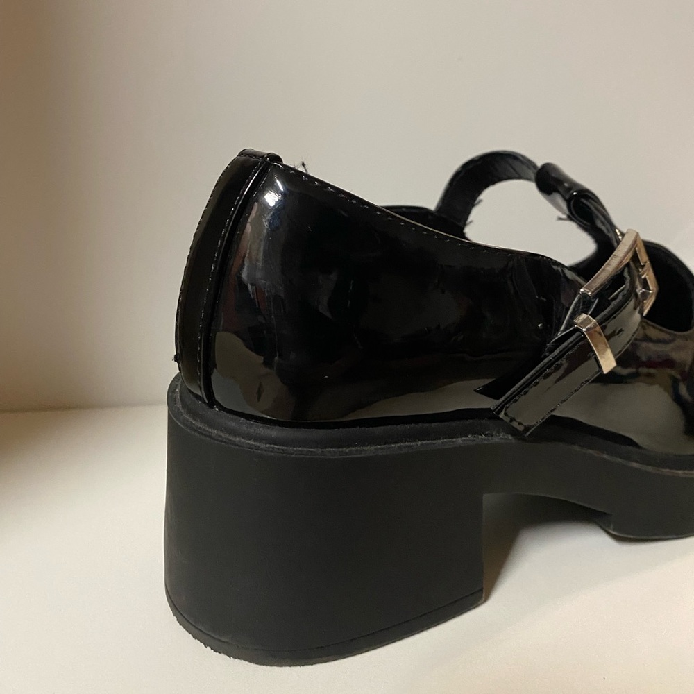 ASOS DESIGN Stealth Mary Jane Chunky Mid Heeled Shoes Black Patent Women’s 8 - Picture 9 of 12